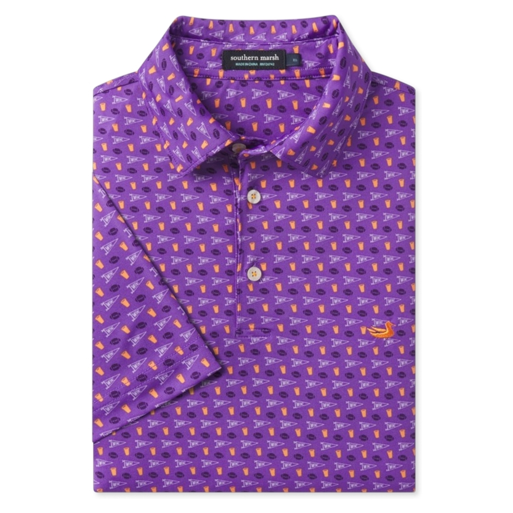 SOUTHERN MARSH Pick Six Performance Polo Purple Orange 2XL